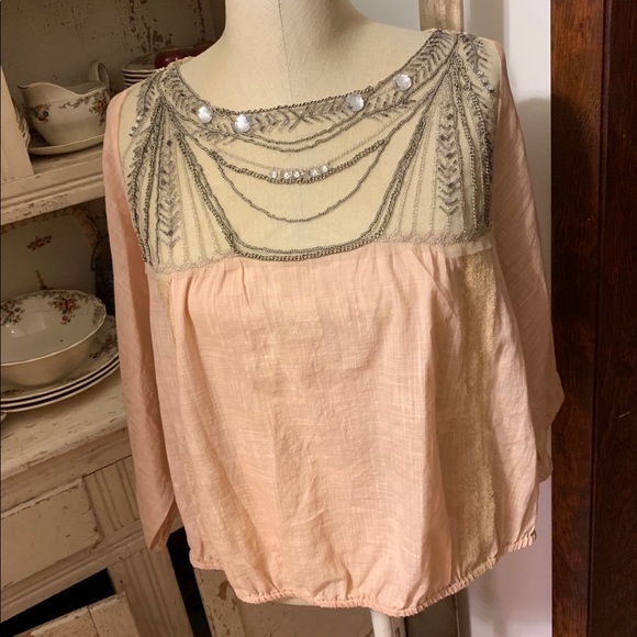 Anthropologie Tops - Free People Stunning Romantic Embellished Blouse